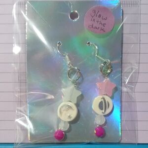 Glow-in-the-Dark Star and Moon Earrings